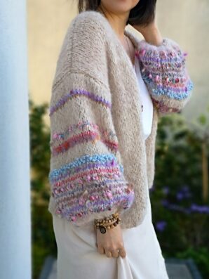 Kardigan Beige Flower długość 60cm NA ZAMÓWIENIE