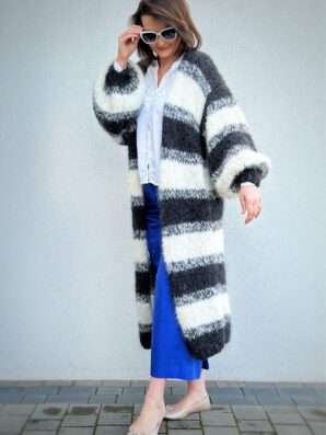 Kardigan Black&White (wersja długa 125 cm) na zamówienie/wybierz  kolory