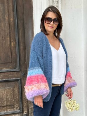 Kardigan Mila (wersja ciemny jeans, długość 55 cm) NA ZAMÓWIENIE