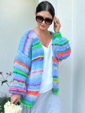 KARDIGAN Blue BUTTERFLY 70 cm węższe rękawy NA ZAMÓWIENIE