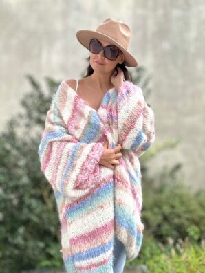 Kardigan Perla wersja z błękitem duża wersja na zamówienie