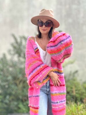 KARDIGAN Pink BUTTERFLY dł 120 na zamówienie